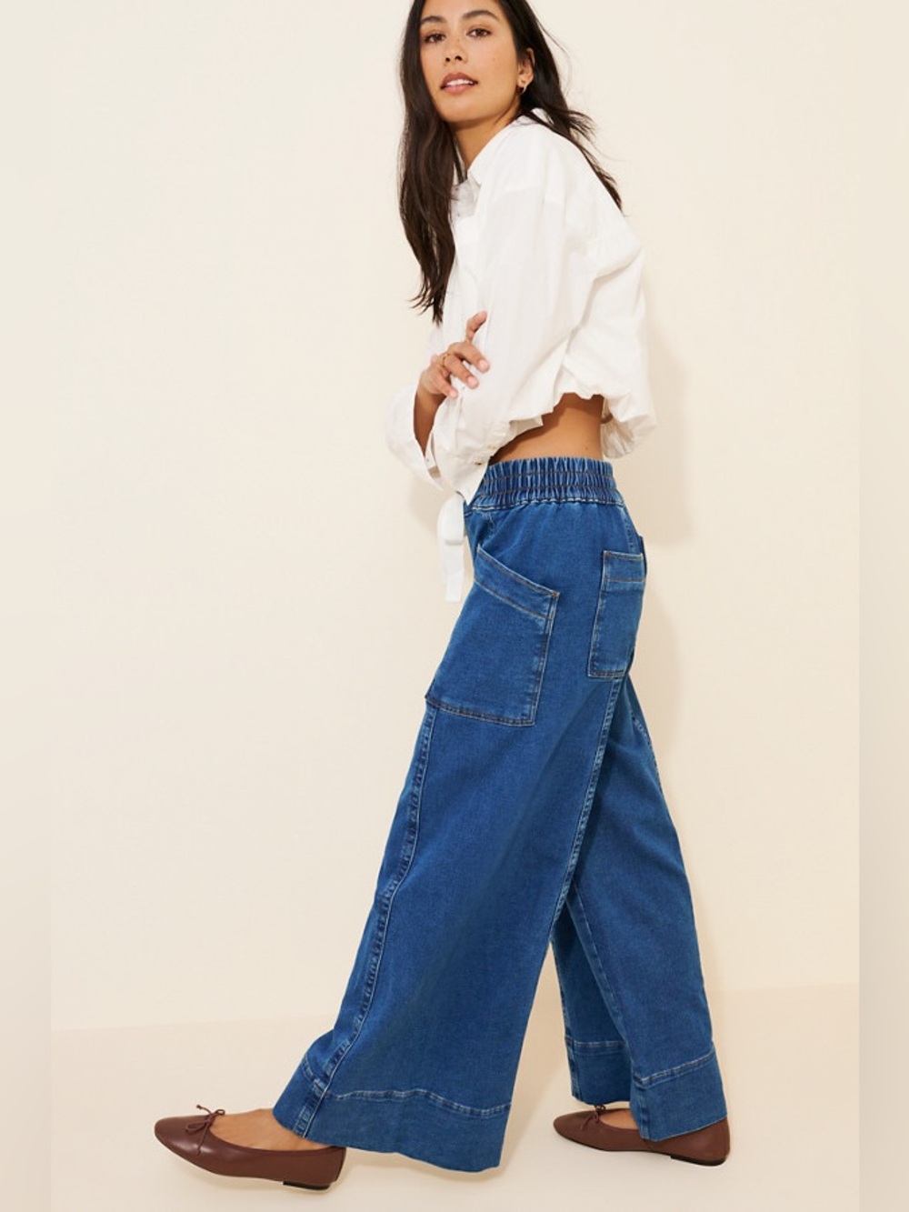Maeve La Ponche Tie-Waist High-Rise Wide-Leg Jeans by Anthropologie - Picture 4 of 5